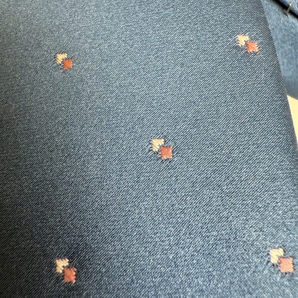 Oscar De La Renta Tie One Size Blue Neck Tie Vintage Pointed Embroidered - Picture 4 of 5